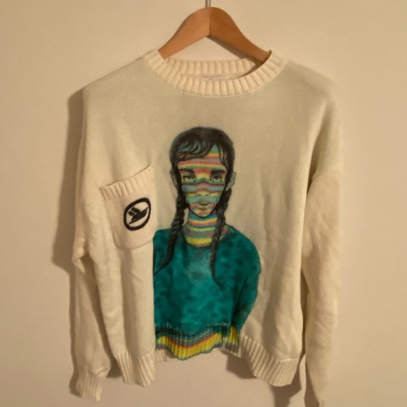 New Sicko White Bad Case of Stripes Knut Sweater with Chest Pocket Size Large - Picture 11 of 11